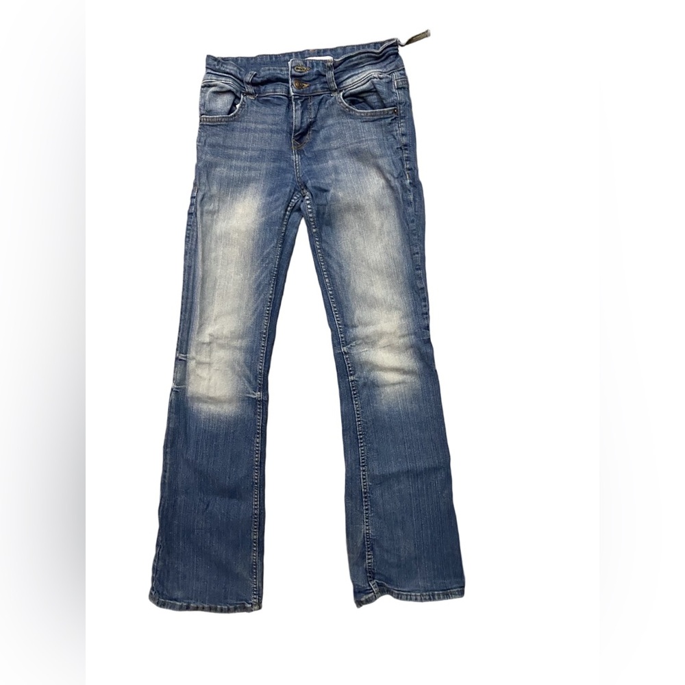 Bershka Distressed Bootcut Jeans Size 6 Medium Wash